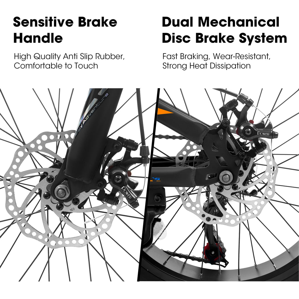 V20235 20 Inch Fat Tire Bike 7 Speed Mountain Bike, Dual Disc Brakes, High Carbon Steel Frame, Front Suspension, Mountain Buggy, City Commuter City Bike, Fat Tire Bike